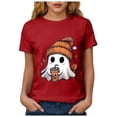 thumbnail image 6 of Akiihool Halloween Shirts Shirts for Women Cute Castle Graphic Vacation Tops Red,S, 6 of 8