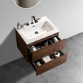 thumbnail image 3 of Wall Mount 24-Inch Walnut Bathroom Vanity with Ceramic Sink, Floating Design for Modern Bathrooms, Pre-Assembled Storage Cabinet with One-Piece Basin No Drain, Silent Drawers & Eco-Friendly Materials, 3 of 9