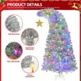 thumbnail image 3 of 6ft Pre-Lit Silver Bent-Top Christmas Tree, 4-Color LEDs with 8 Light Modes & Remote-Controlled, Holiday Xmas Tree w/ Golden Top Star, 900 Branches, Sturdy Metal Base, Easy Assembly, 3 of 8