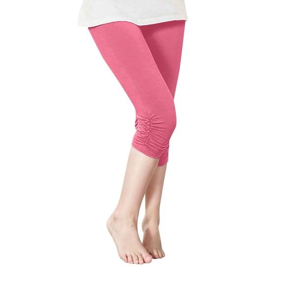 Mercatoo Skinny 𝗖apri Leggings for Girls Ruched Cropped Trousers Tween Dance Running Yoga Pants Athletic Leggings 𝐋ounge Pants
