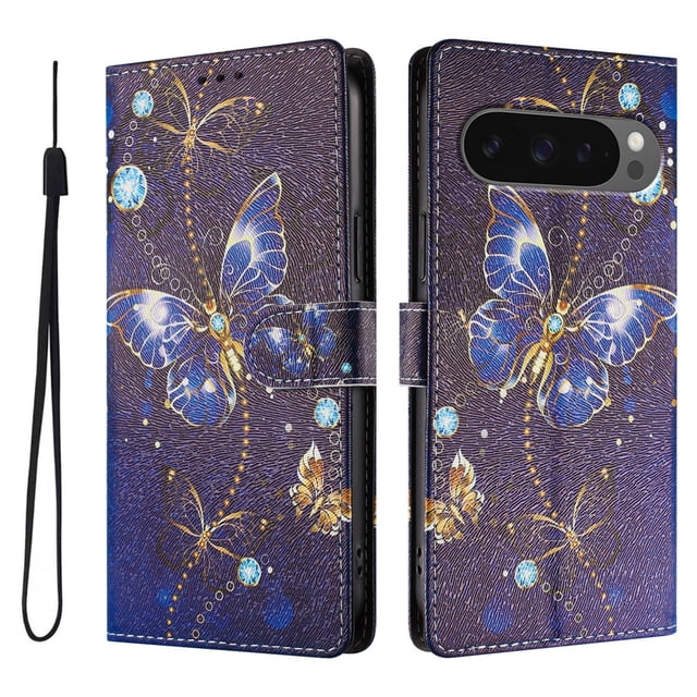 FOXDOCK Funda Tipo Cartera para Google Pixel 9/9 Pro con Soporte y Correa – Diseño de Patrones Lindos