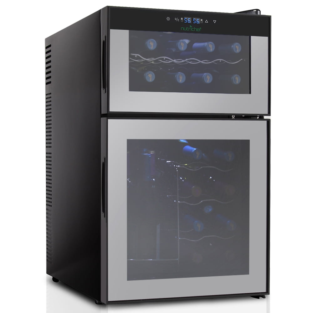 NutriChef PKTEWC24 Electric Wine Cooler Dual Zone Wine Chilling
