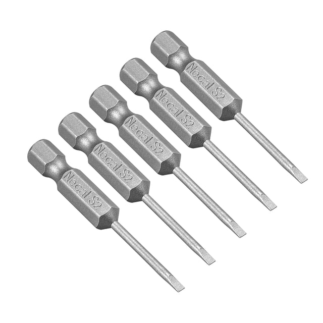5 Pcs 1/4" Vástago Hexagonal 50mm Longitud Magnético SL2 Cabeza Ranurada Brocas de Destornillador Acero Aleado S2
