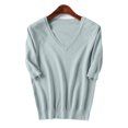 thumbnail image 6 of Alkepwun Womens Summer Lightweight Short Sleeve Sweaters Cute Knit V Neck Shirts Pullover Business Casual Tops Dressy Blouse, 6 of 7