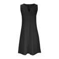 thumbnail image 4 of ClodeEU Women's V Neck Sleeveless Solid Color Dress,Casual Summer Midi Dress Black^,Women's Plus S, 4 of 6