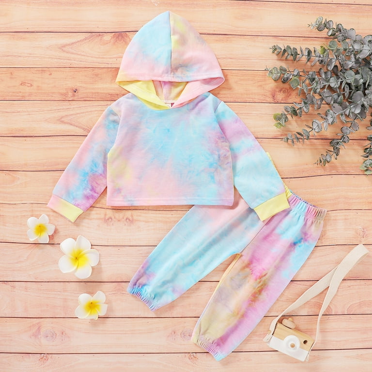 FRSASU Kids Pants 锛?Infant Baby Girls Boys Rainbow Tie-Dye Hoodie