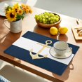thumbnail image 2 of Yellow Anchor Nautical Placemats Set of 4, Navy Blue White Striped Placemats for Dining Table, Place Mats for Kitchen Tabletop, Waterproof Wipeable Dining Table Mats Set, 2 of 9