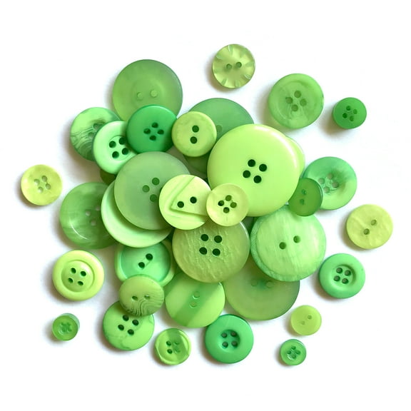 BUTTONS GALORE BIG BAG OF COLORFUL CRAFT & SEWING BUTTONS 4.5 OZ (APPROX 150 PCS) CANDY APPLE GREEN