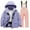Pink, variant on Mercatoo Boys Girls 2 Piece Ski Jackets Suits Fleece-Lined Winter Hooded Coats Bib 𝗦now Pants Outfits Kids Padded Snowsuits