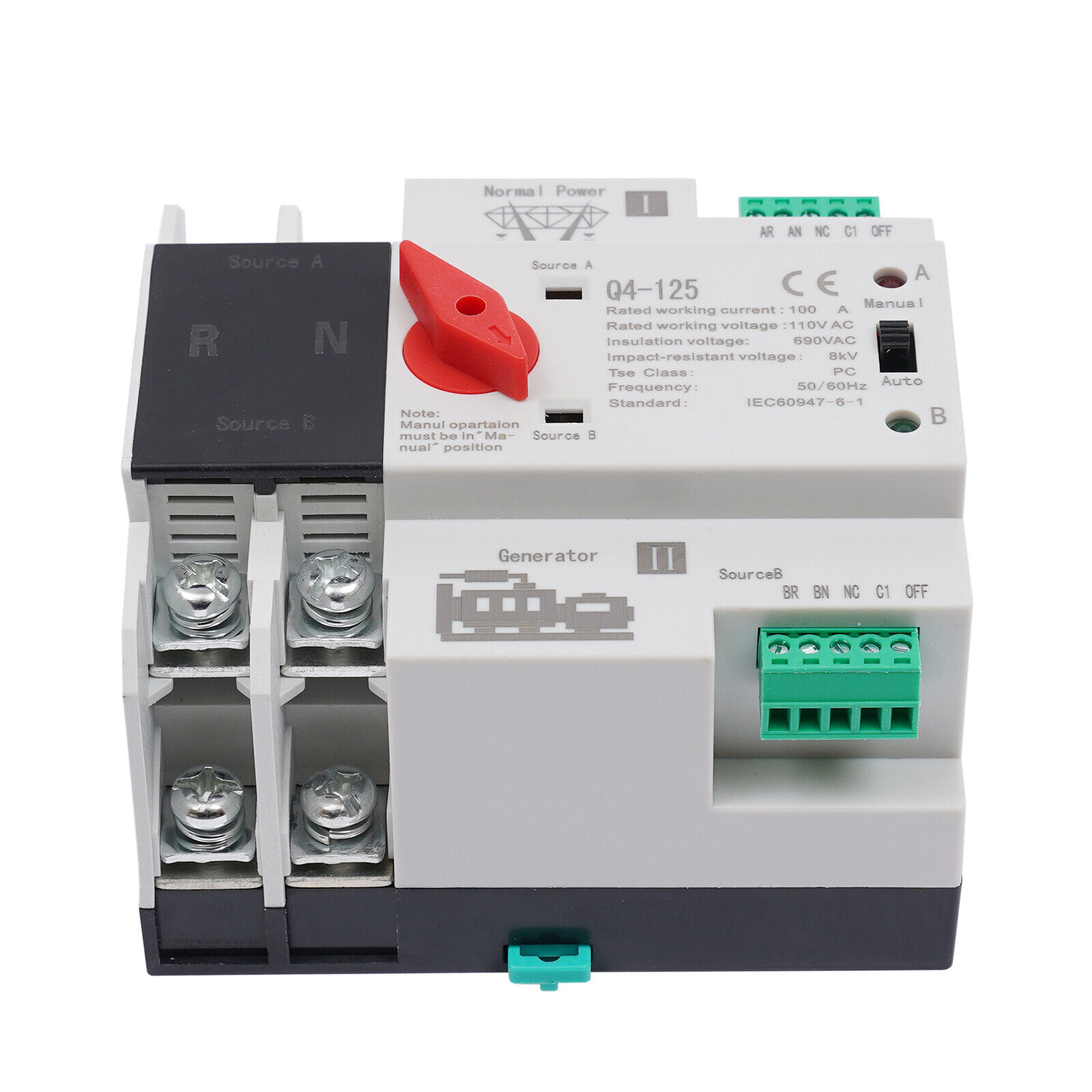Miumaeov Dual Power Transfer Switch Generator Changeover Switch Automatic 110V 2P