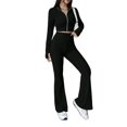 thumbnail image 1 of Conjunto de Dos Piezas para Mujer, Pantalón Corto de Larga con Cremallera y Pantalones, Chándal Sexy y Ajustado para Estar en Casa. Negro L, 1 of 6