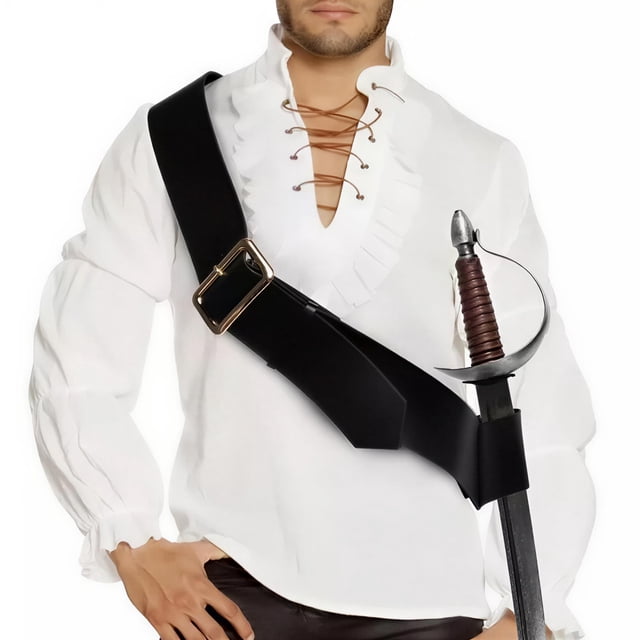 Porte-épée à Sangle Croisée Aspect Cuir Accessoire de Costume pour Adulte / Ajustable