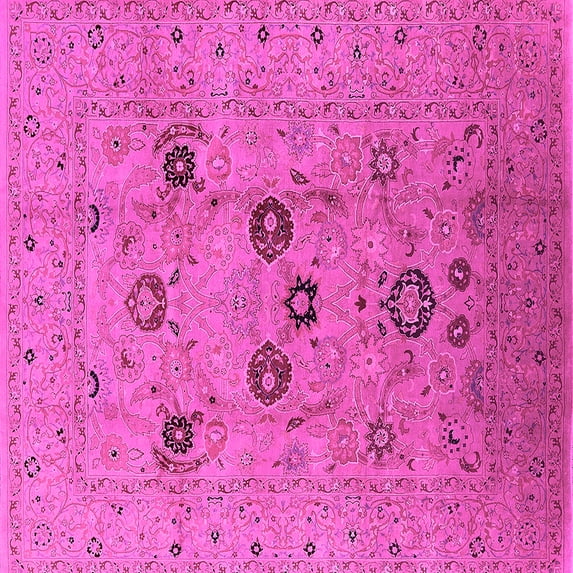 Ahgly Company Indoor Square Oriental Pink Industrial Area Rugs, 4' Square