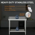 thumbnail image 2 of IHEX Stainless Steel Table 36 x 30 Inch with Adjustable Undershelf, Commercial Prep Heavy-Duty Stainless Steel Kitchen Island with Backsplash, for Kitchen, Restaurant, Home, Hotel, 2 of 7