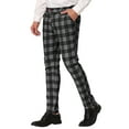 thumbnail image 5 of INSPIRE CHIC Men's Plaid Pants Casual Slim Fit Flat Front Check Dress Trousers 32 Black, 5 of 7