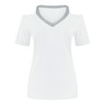 thumbnail image 4 of Pxiakgy Women Glitter Off Shoulder T-Shirt Sequined Splicing Cold Shoulder Shirts V Neck Blouses Club Night Short Sleeve Tops V Neck Off The Shoulder Glitter Solid Color T Shirt Top Blouse White Xxl, 4 of 4