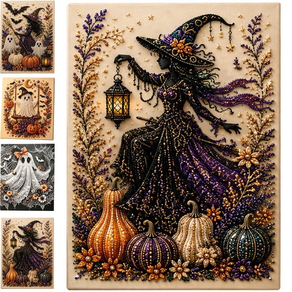 Halloween Ghost Pearl Art DIY Kit Pearl Painting Kits for Adults Pearls Diamond Art Spooky-Cute Design Fall Home Decor Wall Art Adults Craft Kit 3D DIY Pearl Painting,A3