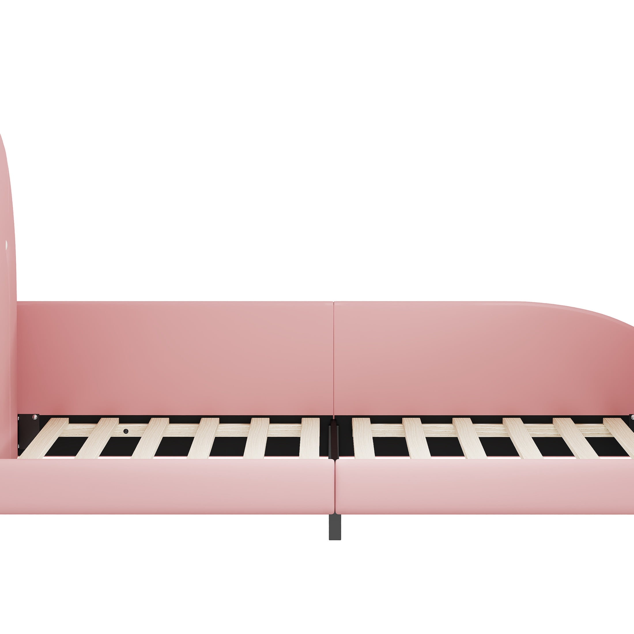 Noble House Twin Upholstered Rabbit Princess Bed with Headboard and Footboard, Pink