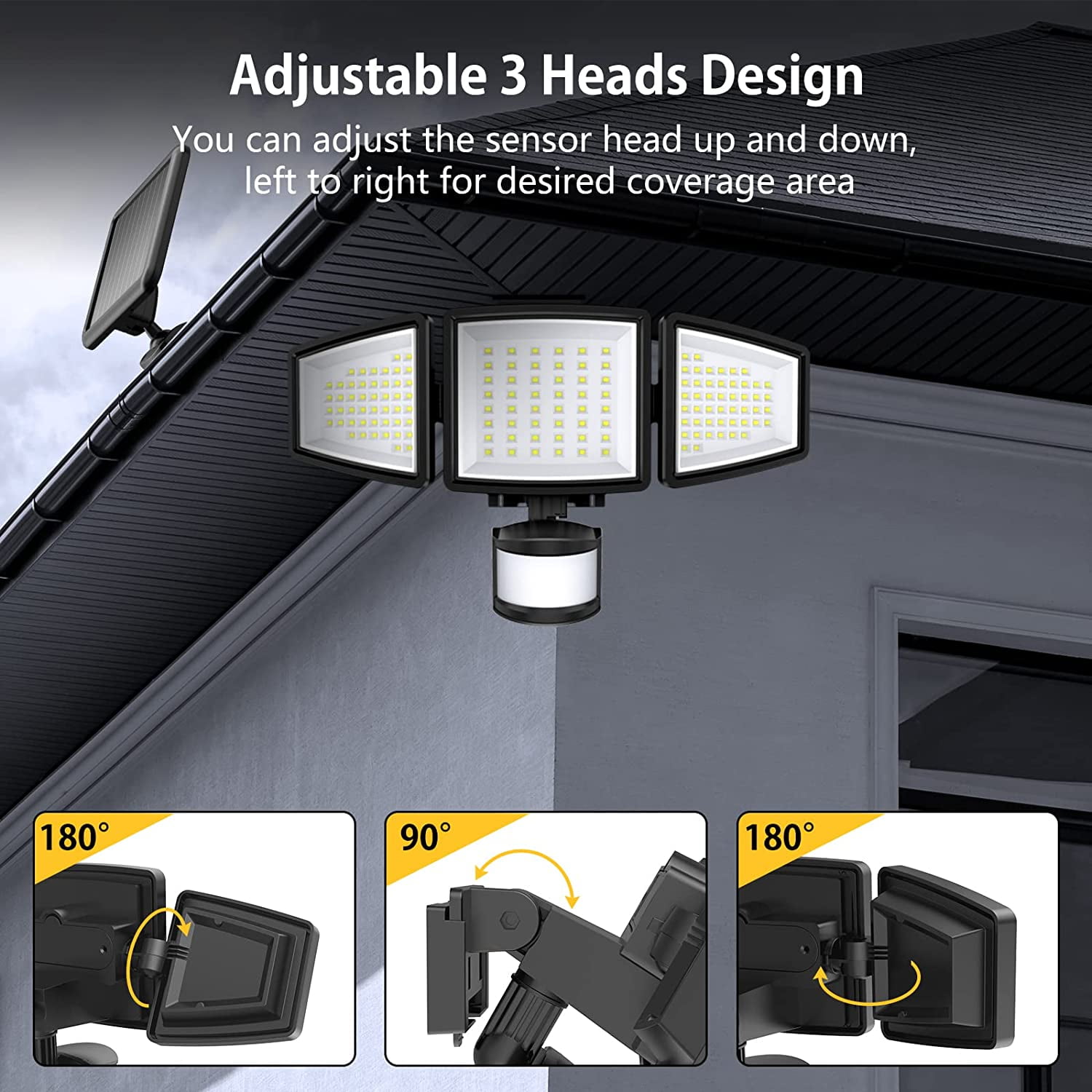 SZRSTH Solar Lights Outdoor - 3000LM Motion Sensor Flood Light with Remote LED Security Wall Lamp for Outside Garage Yard