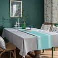thumbnail image 4 of Table Runner Dresser Scarves 70 Inch Long, Minimalist Geometry Line Art Linen Dining Table Runners White Stripe on Light Teal Blue Tabletop Scarf for Wedding Holiday Party Kitchen, 4 of 9