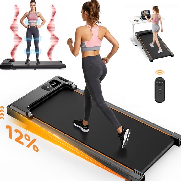 Walking Pad with Vibration Pad, Under Desk Treadmill, 2.5HP 3.8MPH Fitness Jogging Machine, 12% Incline, with Remote Patbrela LED Display for Home