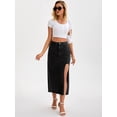 thumbnail image 3 of DARING DIVA Women's Long Denim Spring Slit Midi Jean Skirts X-Large Black, 3 of 7