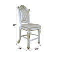 thumbnail image 4 of JERFIT Counter Height Chairs Set of 2, White Upholstered Antique Pearl Finish Dining Chairs with Padded Seat for Kitchen Island, Breakfast Nook, Armless Bistro Style, 4 of 6