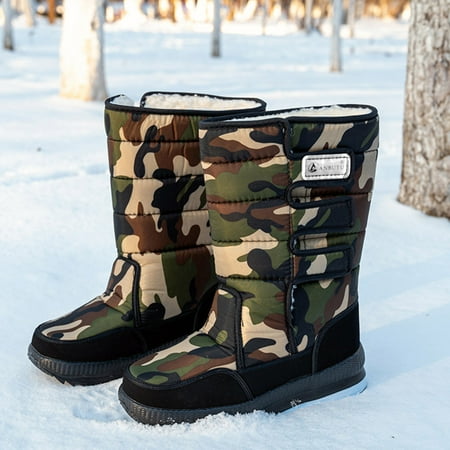 Man Water Proof Boots Men Botas Camouflage Hunting Snow Boots Warm Winter Plush Thick Couple Footwear 40