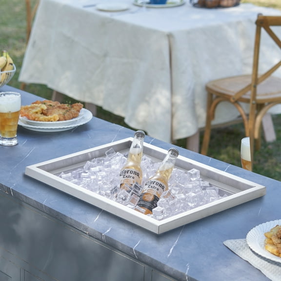 KFFKFF 20"x14"x12" Drop in Ice Chest Ice Cooler Ice Bin Stainless Steel w/Cover