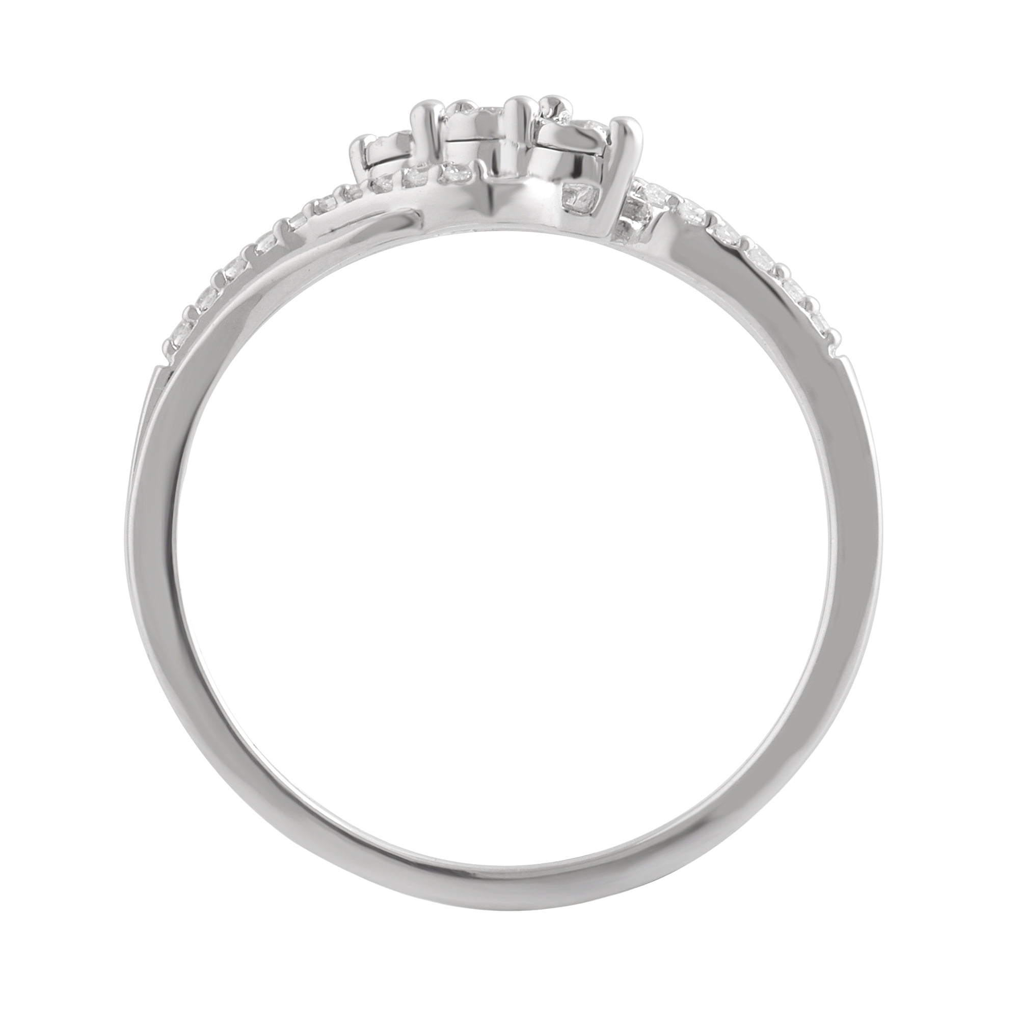 1/10 Carat T.W Diamond 3 Stone Miracle Plate Sterling Silver Engagement Ring.