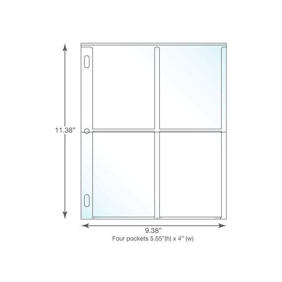 Four Pocket Page Protectors For Photos, Postcards or Tarot Cards, Pack of 25