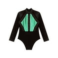 thumbnail image 3 of CHICTRY Shiny Gymnastics Leotard for Girls Rhinestone Mock Mesh Sleeve Ballet Unitard Top Green 8, 3 of 5