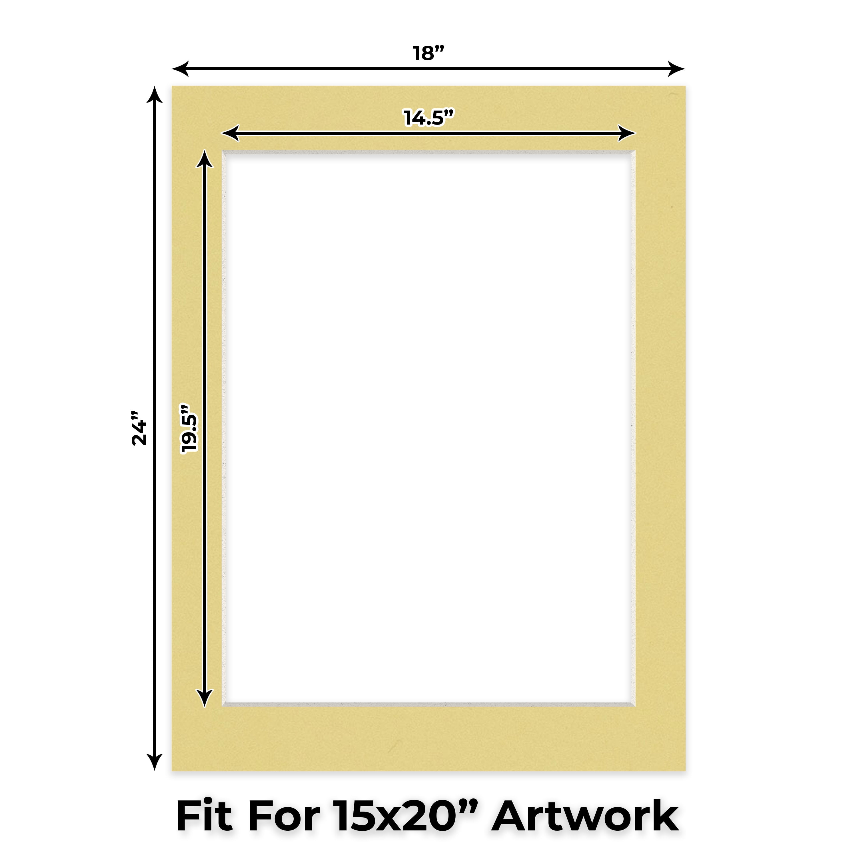 Soft Yellow Picture Frame Mat for 18x24 Frames - Fits 15x20 Photos - 50 Mats