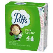Puffs Plus Lotion Facial Tissue, Cube, 56 Tissues Per Box, 4 Count