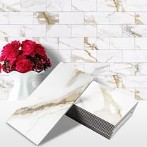 100-Pieces Peel and Stick Backsplash, 3" x 6" PVC Wall Tile, Stick on Backsplash for Kitchen/Bathroom/Fireplace/Laundry Room