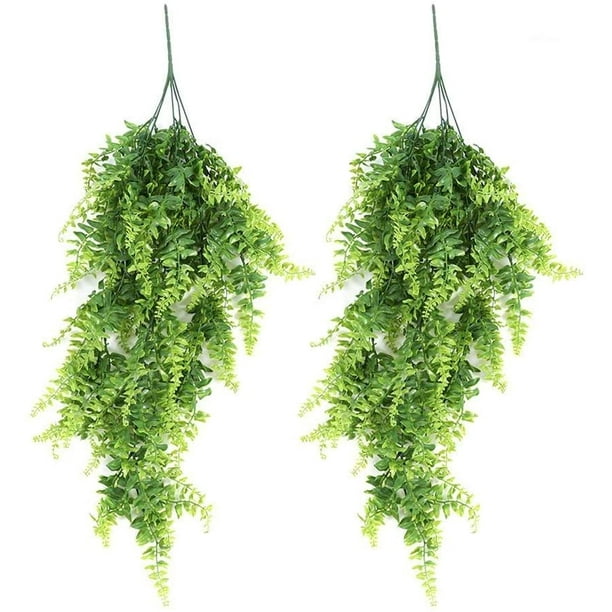 plantas colgantes de plástico de 80 cm para colgar, plantas de vid, hojas verdes persas, verde falso para el hogar, boda, jardín, decoración de pared al aire libre, plástico, verde, Xemadio LL-1545