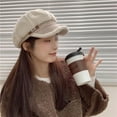thumbnail image 3 of SikaFu Autumn And Winter New Patchwork Plush Curved Brim Beret For Women And Japanese Versatile Warmth, Retro Fashionable Temperament, Octagonal Hat Trend, 3 of 8