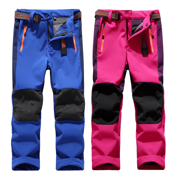 Pantalones de exterior de carcasa blanda para niños y niñas, impermeables, transpirables, resistentes al desgaste, cálidos, para senderismo, otoño e invierno