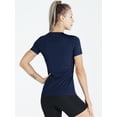 thumbnail image 6 of NELEUS Women's Compression Shirt Yoga Tight Tops Workout Athletic Short Sleeves 3 Pack,Black+Gray+Navy Blue,US Size L, 6 of 8