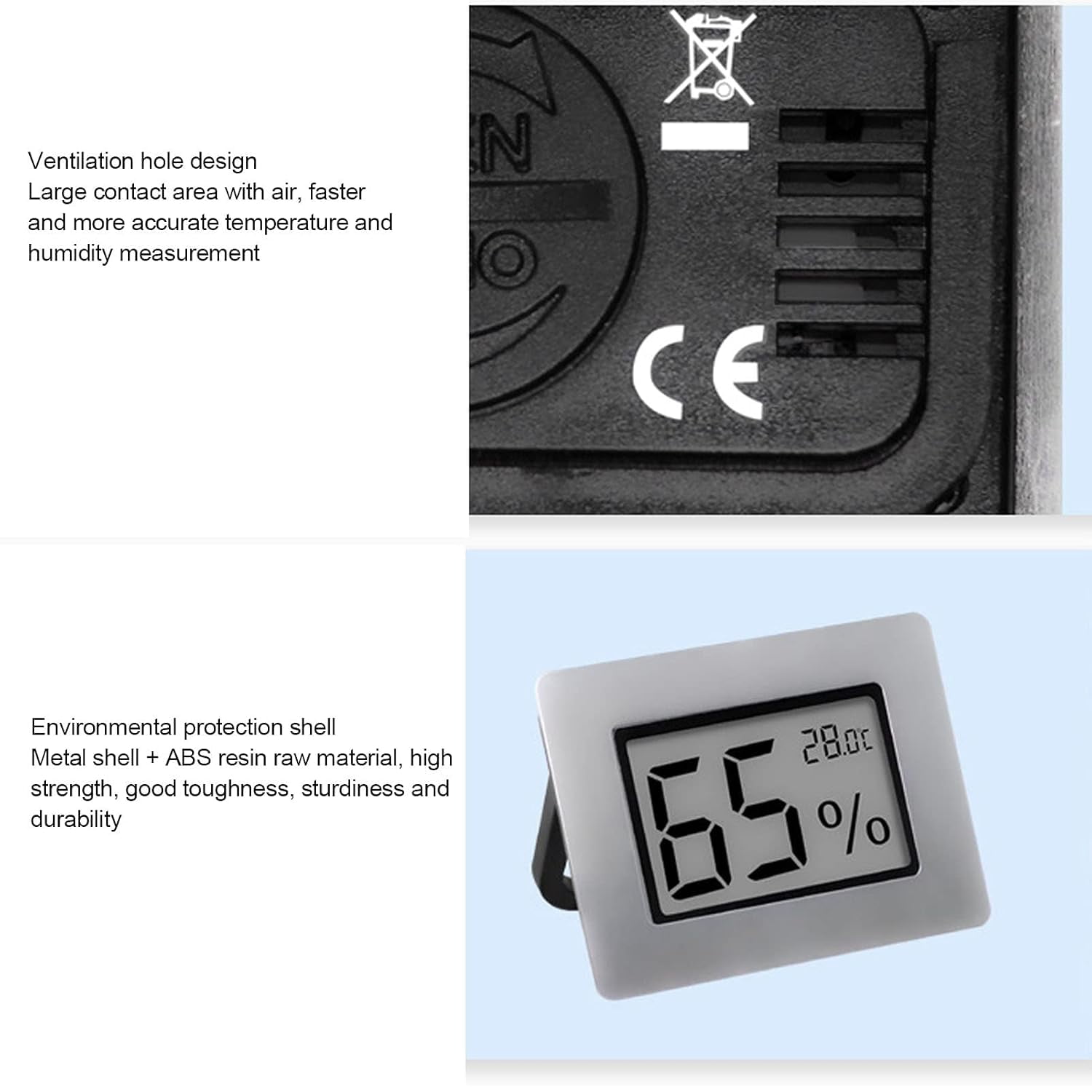 ABCISI 2Pcs Mini Hygrometer Thermometer, Embedded LCD Electronic Thermometer Hygrometer, Digital Indoor Humidity Gauge Monitor for Cigar Box Guitar Case Wine Cabinet Greenhouse Cellar