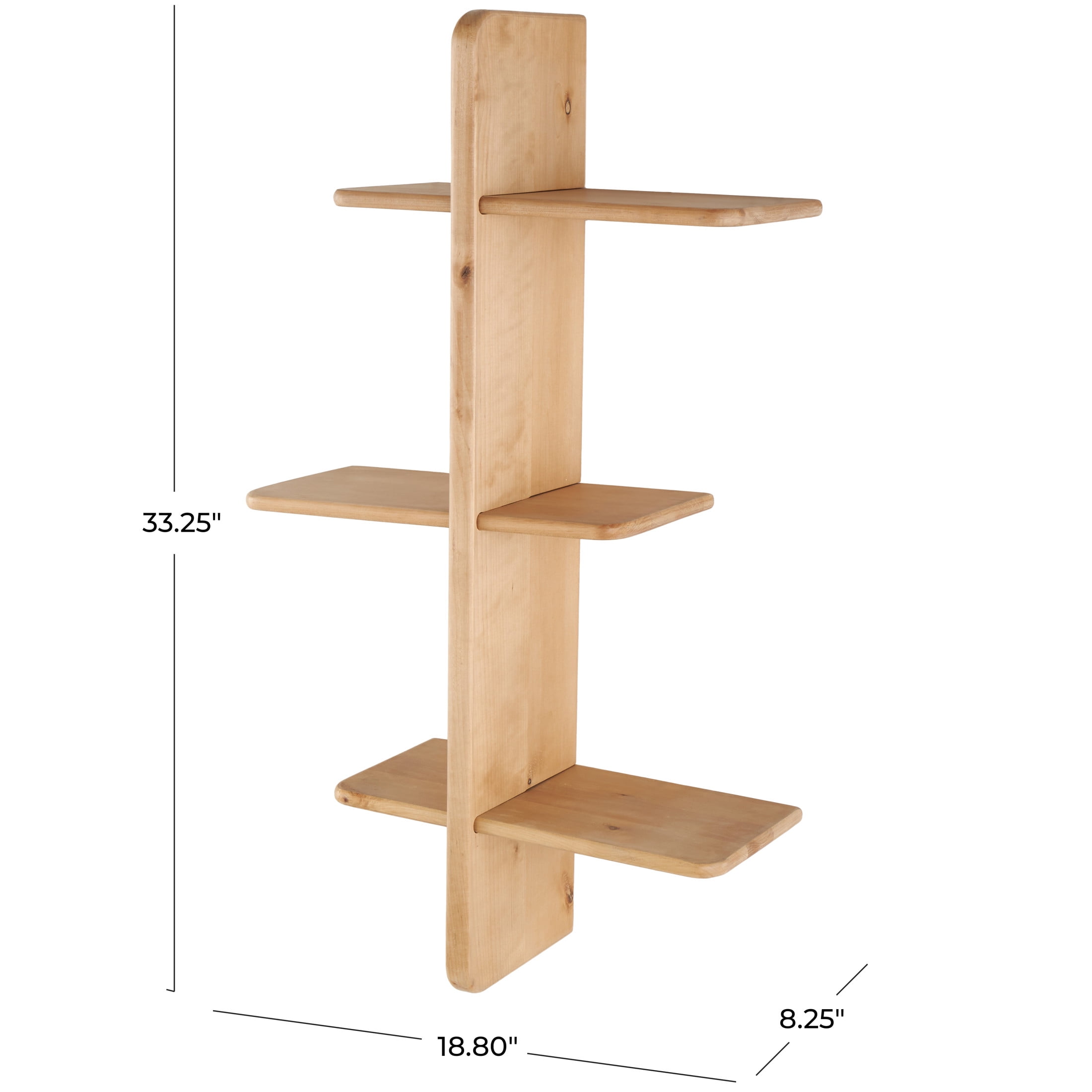 DecMode 19" x 8" Handmade 6-Tier Light Brown Wall Shelf