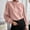 Pink, variant on Womens Long Sleeve Top Spring Fall Solid Color Stand Neck Button Shirts Ladies Fashion Comfortable Casual Loose Blouse White XL