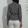 thumbnail image 4 of Camisa de manga larga con cinturón de cuello alto estampado ajustado para mujer Tops/camisas de cuello alto de manga larga Pompotops  FGAJ22156, 4 of 7