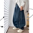 thumbnail image 5 of EnJoCho Boys Baggy Jeans Kids Wide Leg Cargo Denim Pants Elastic Waist Casual Pockets 𝖸2𝖪 Loose Trousers 4-14 Years Streetwear Trendy Fashion Oversized Comfortable Stretch, 5 of 8