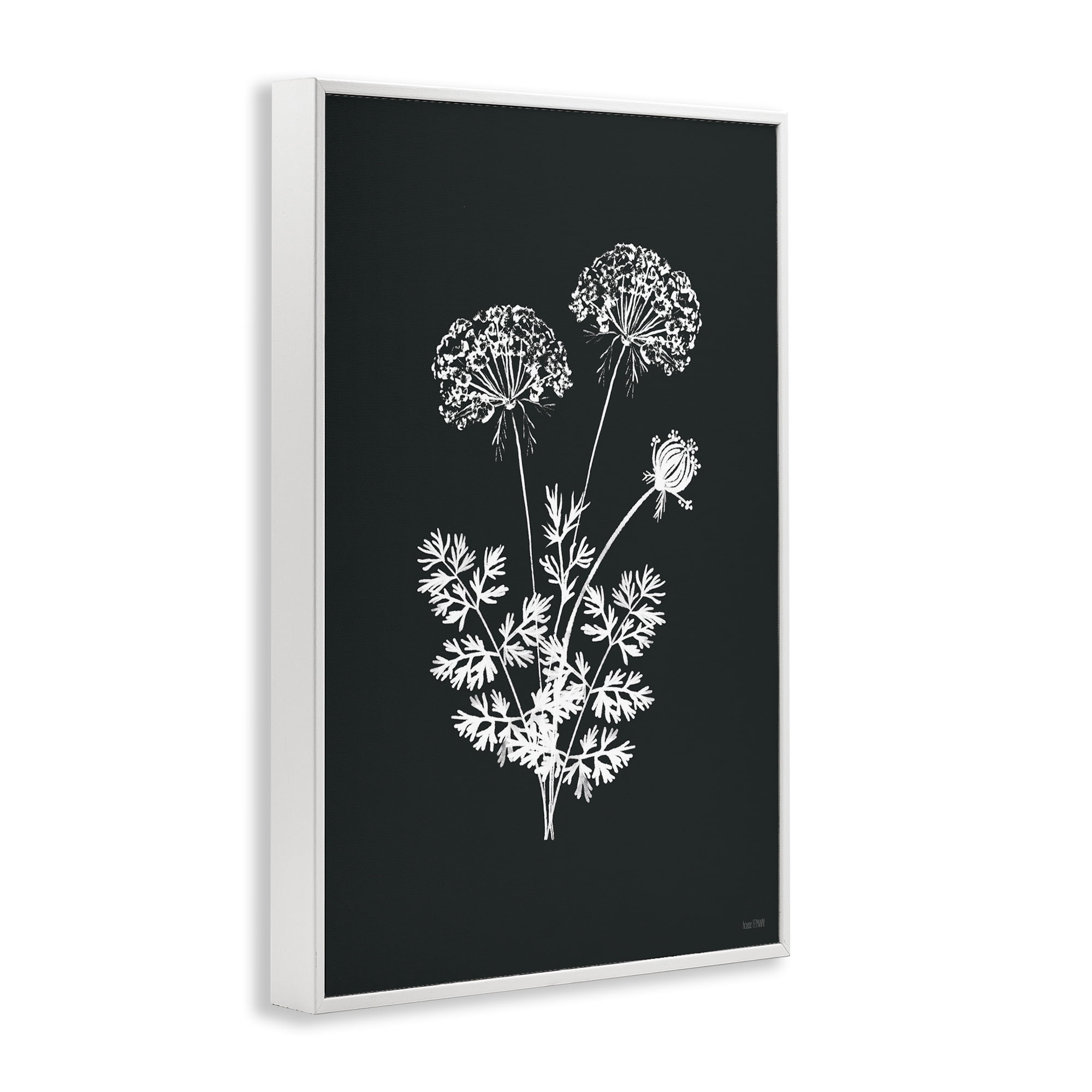 Stupell Industries Black Herb Bunches Botanical & Floral Painting White Framed Art Print Wall Art, 16 x 24