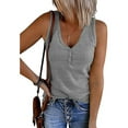 thumbnail image 1 of Anbech Womens V Neck Henley Tank Tops Sleeveless Ribbed Button Tee Summer Casual Henley Shirts, 1 of 4