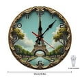 thumbnail image 2 of Eiffel Tower Paris Wall Clock 10 Inch Silent Non Ticking Round Clock Decoration for Living Room Kitchen Bedroom Bathroom Office Classroom, 2 of 8