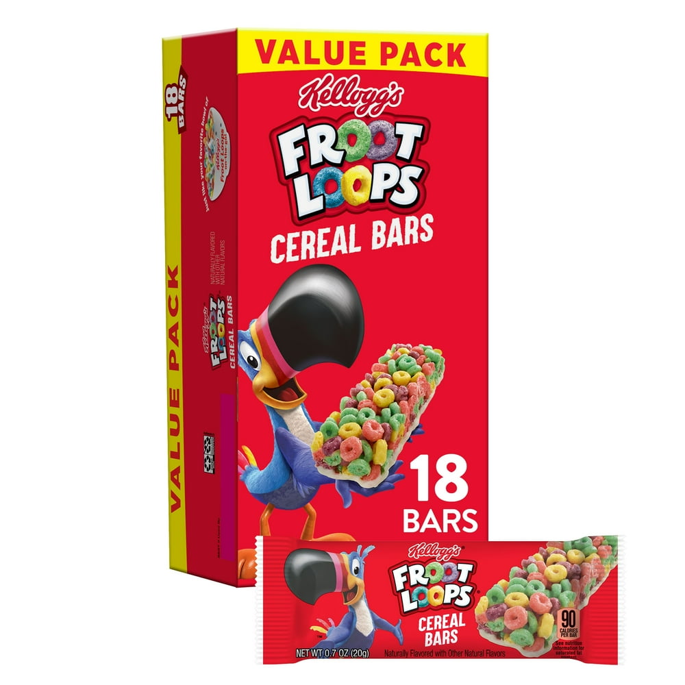 Kellogg's Froot Loops Breakfast Cereal Bars, Fruit Flavored, Fruit