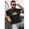 thumbnail image 3 of ABPHQTO Camiseta de manga corta ajustada con estampado de letras Shake de hombre de color negro, 3 of 5