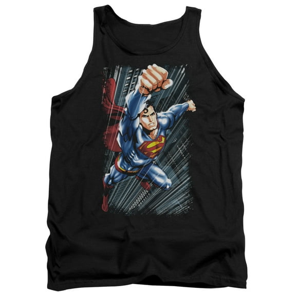 Superman Faster Than Adult Tank Top Black